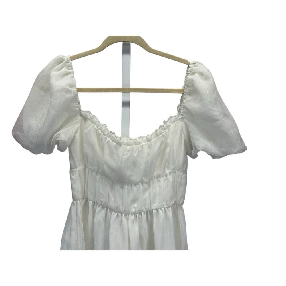 Reformation Miel Dress Ivory Puff Sleeve Smocked Midi Cottagecore Size 2 - Picture 7 of 10